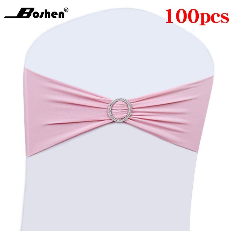 Boshen 100PCS Wedding Chair Decorations Stretch Chair Bows and Sashes for Party Ceremony Reception Banquet Spandex Chair Covers slipcovers (100, Pink) - Image 4